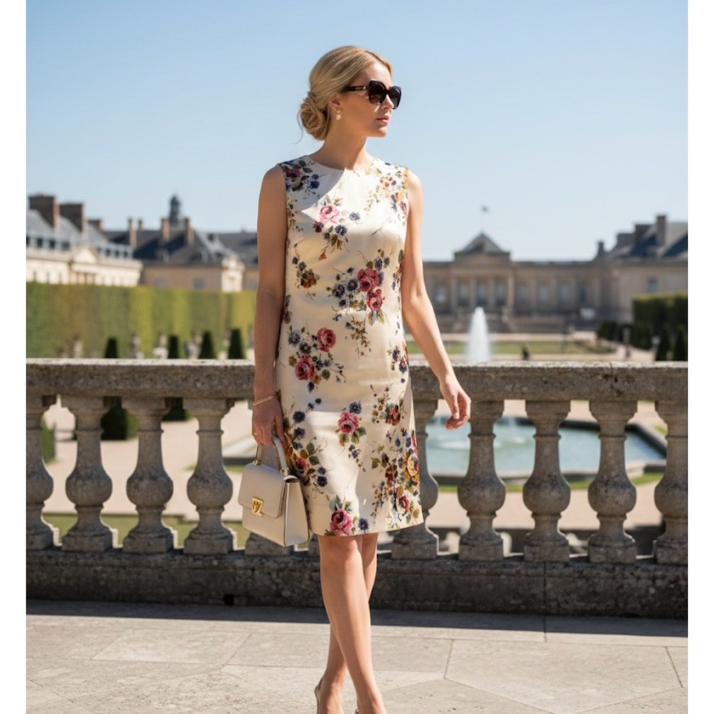 Dolce & Gabbana Cream Floral Midi Dress